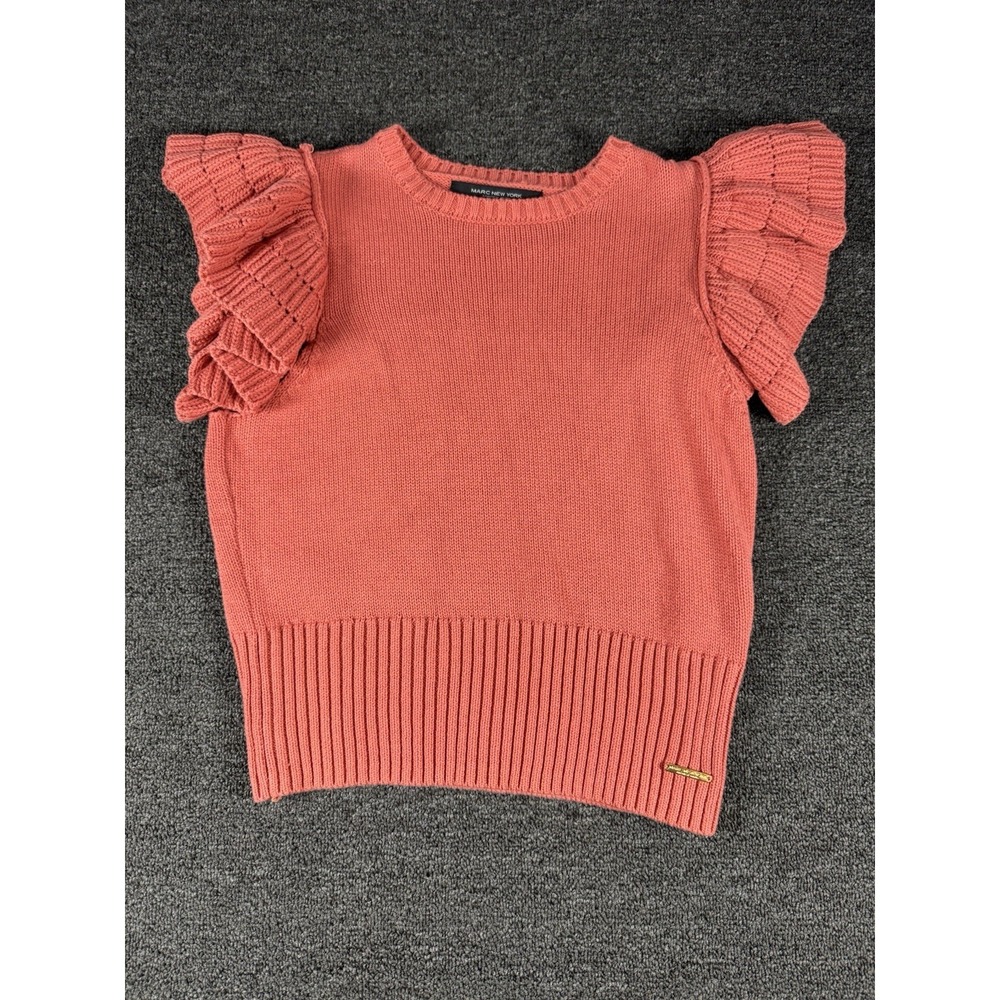 Marc New York‎ Andrew Marc Knit Top Juniors XSmall Short Sleeve Coral Pink
